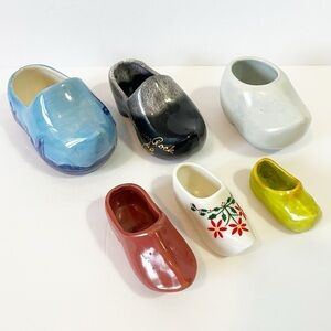 Vintage Dutch Holland Ceramic Clogs Shoe Pottery Miniatures Tulip Festival Lot 6
